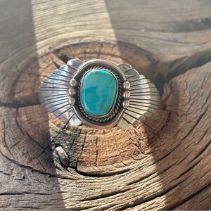 Navajo Sterling Silver Turquoise Cuff Bracelet